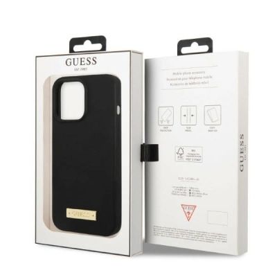 8. Guess GUHMP13LSPLK iPhone 13 Pro / 13 6.1" black/black hard case Silicone Logo Plate MagSafe