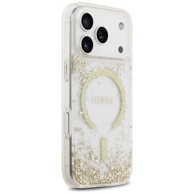 4. Guess Resin Bottom Glitter MagSafe Case for iPhone 17 Pro - Gold