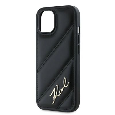 6. Karl Lagerfeld Diagonal Quilted Script case for iPhone 15 / 14 / 13 - black
