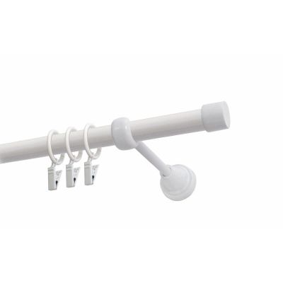 Single Curtain Rod Ø 19 mm, White, 320 cm, LUNA with Rings – KOWALSKI