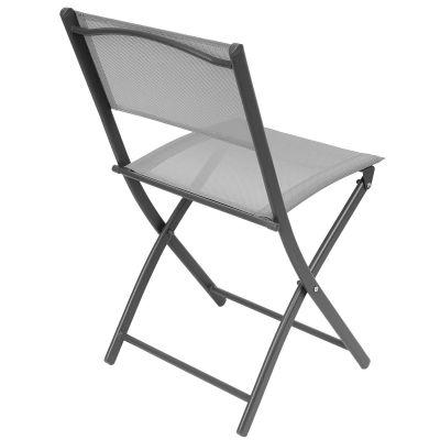 21. BALCONY FURNITURE SET ROUND TABLE AND 2 FOLDING CHAIRS GRAY