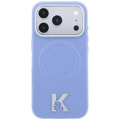 3. Karl Lagerfeld Grained Embossed Ring & Kameo Logo MagSafe Case for iPhone 18 Pro / 17 Pro - Light Blue