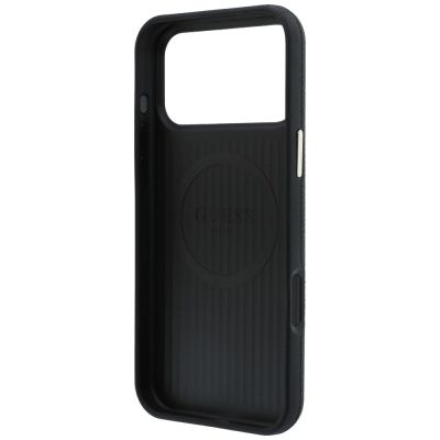 7. Guess Grained Round Strass Logo MagSafe Case for iPhone 18 Pro Max / 17 Pro Max - Black