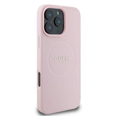 4. Guess Grained Ring MagSafe iPhone 16 Pro Case - Pink
