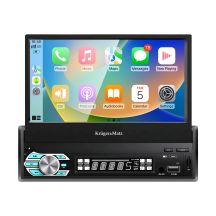 Kruger&Matz KM2018 car radio with a retractable 7" CarPlay/AndroidAuto screen