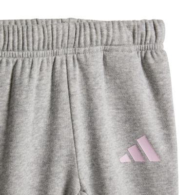 7. Adidas Essentials Pink and Gray Kids Tracksuit JY0303
