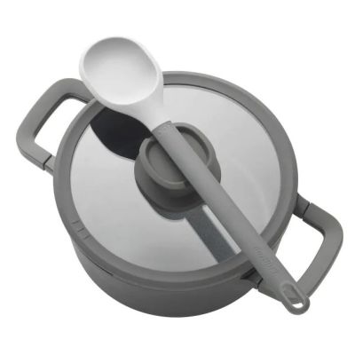 3. BergHOFF 3950593 Soup Pot 4.4 l Black Aluminum, Glass, Silicone