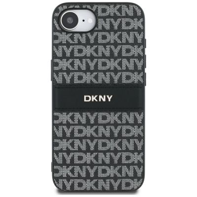 3. DKNY Repeat Texture Pattern with Tonal Stripe case for iPhone 16e - black