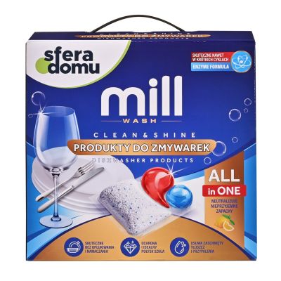 17. Mill dishwasher detergent set.