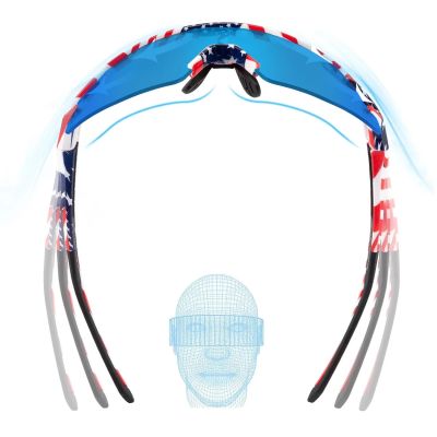 3. Rockbros Polarized Cycling Glasses with UV Protection and Corrective Insert Blue Lenses - USA Pattern - White