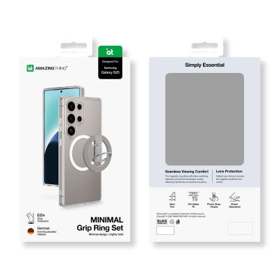 6. AmazingThing Minimal Mag Case with Magnetic Ring and Magnetic Ring for Samsung Galaxy S25 - Transparent