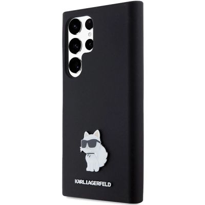 2. Karl Lagerfeld Silicone Choupette Metal Pin case for Samsung Galaxy S24 Ultra - black