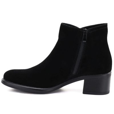 8. Women's leather ankle boots with a block heel, black Sergio Leone BT-52-S