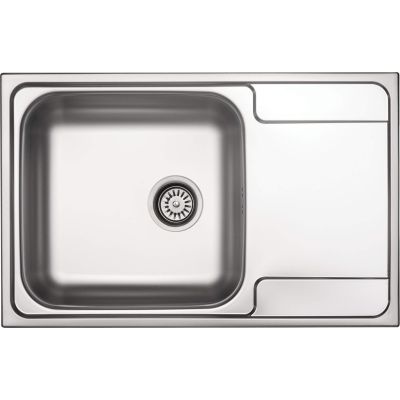 Single-bowl steel sink with drainer