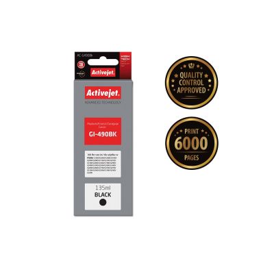 2. Activejet AC-G490Bk Ink (Canon GI-490BK replacement; Supreme; 135 ml; 6000 pages, black)