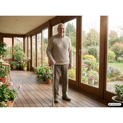 12. Folding walking stick (silver)