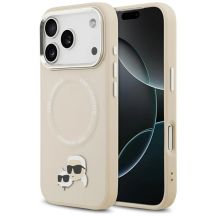 Karl Lagerfeld Karl & Choupette Pins MagSafe Case for iPhone 17 Pro Max - Beige