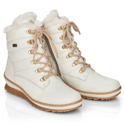 14. Remonte W RKR629 wool-lined waterproof leather ankle boots, white