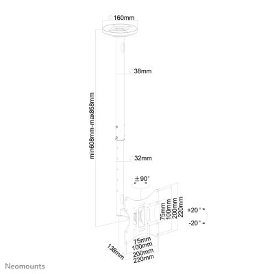 38. NEWSTAR Neomounts FPMA-C060BLACK Ceiling Mount 101.6cm (40") Black
