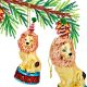 GOLD GLASS LION CHRISTMAS ORNAMENT, HEIGHT 14.5 CM