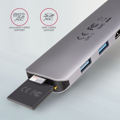 3. Axagon HMC-5 Docking Station Wired USB 3.2 Gen 1 (3.1 Gen 1) Type-C Gray
