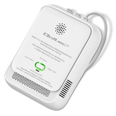 4. QOLTEC NATURAL GAS AND CARBON MONOXIDE LEAK SENSOR | TUYA | WI-FI | 85DB ALARM | LED