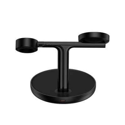 4. Baseus Swan inductive charger (MagSafe compatible) stand for iPhone, Apple Watch, AirPods + USB-C cable 1m black (WXTE000101)
