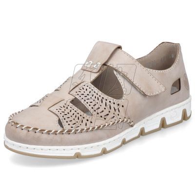 2. Rieker W RKR651 beige leather openwork shoes with velcro