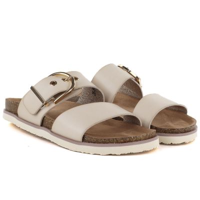 4. Women's beige flip-flops with buckle Potocki 54325