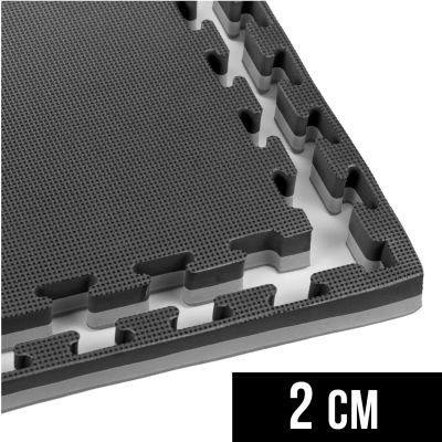 15. Exercise Mat with Safety Certificate - Puzzle 1x1m - Black - Gray 2 cm