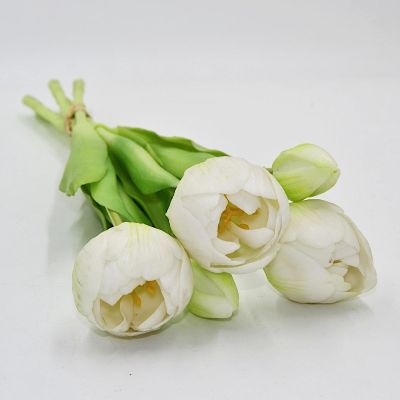 10. BOUQUET OF 5 WHITE PEONY TULIPS 39 CM LIFE-LIKE SPRING DECORATION