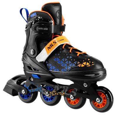 NH18190A 4-in-1 BRAVE BLUE-ORANGE ROLLER SKATES SIZE S (29-33) WITH NILS EXTREME HOCKEY BOARD