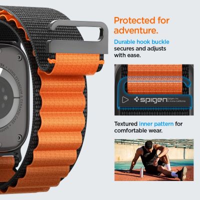 14. Spigen WBF1 Strap for Apple Watch 44 / 45 / 46 / 49 mm - Black and Orange