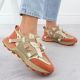 3. Women's beige and orange leather sneakers Goe RR2N4064