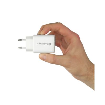 7. EVERACTIVE MAINS CHARGER WITH 1 X USB QUICK CHARGE 3.0 AND 1 X USB-C PD PPS 25 W, WHITE, SC-370Q