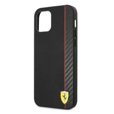 6. Ferrari FESAXHCP12LBK iPhone 12 Pro Max 6.7" black/black hardcase On Track Carbon Stripe
