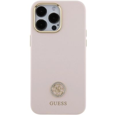 3. Guess Silicone Logo Strass 4G Case for iPhone 15 Pro Max - Pink