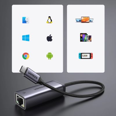3. Ugreen external USB Type C network adapter - RJ45 1Gbps (1000Mbps) gray (40322 CM483)