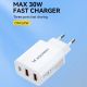 6. Wozinsky CWCUCW 30W USB-C / 2 x USB-A Wall Charger - White