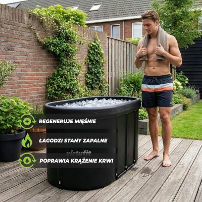 4. VIRTUFIT OVAL ICE BATH 500 LITERS ANTHRACITE WITH ACCESSORIES