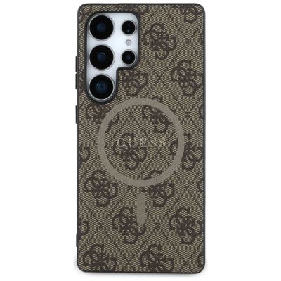 3. Guess Leather 4G Colored Ring Classic Logo MagSafe Case Samsung Galaxy S25 Ultra brown