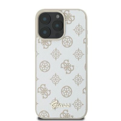 3. Guess Peony Script Logo MagSafe iPhone 16 Pro Case - White