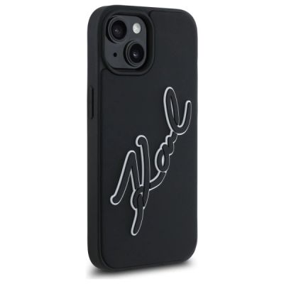 4. Karl Lagerfeld 3D Rubber Signature iPhone 15 Case - Black