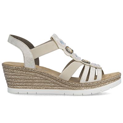 2. Women's comfortable beige espadrille sandals Rieker 619B2-60