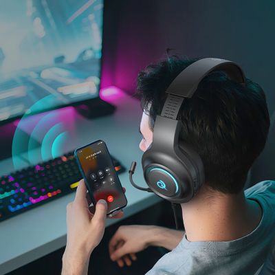 15. QCY Heroad V200 Tri-Mode Gaming Headphones with 7.1 Sound, 240h Battery, and Detachable Microphone - Black