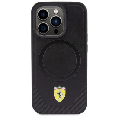 3. Ferrari Carbon Metal Logo MagSafe case for iPhone 15 Pro - black