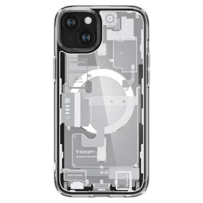 2. Spigen Ultra Hybrid Mag Case with MagSafe for iPhone 15 Plus - White (Zero One Pattern)