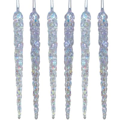 2. Iridescent Icicles Hanging Decoration 17.5 cm 6 PCS