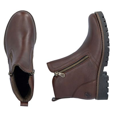 5. Women's brown leather ankle boots with zipper Rieker 78556-28