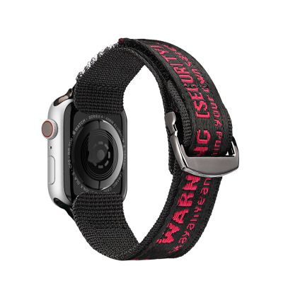 2. Dux Ducis Strap (Outdoor Version) Apple Watch Ultra Strap, SE, 9, 8, 7, 6, 5, 4, 3, 2, 1 (49, 45, 44, 42 mm) Nylon Band Bracelet Black and Red